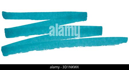 Blue marker zigzag brush strokes isolated on white background Stock Photo