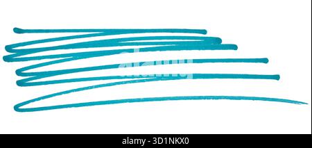 Blue marker zigzag brush strokes isolated on white background Stock Photo