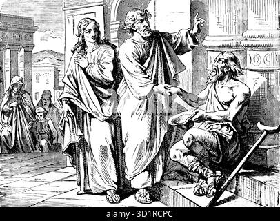 Illustration of Peter and John Healing the Lame at the Temple of ...