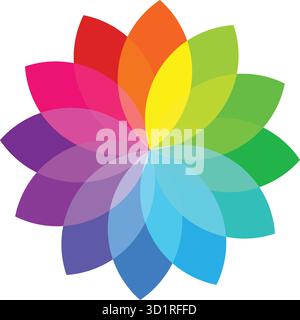Colorful flower petal design vector illustration graphic rainbow spectrum gradient background image Stock Vector