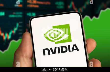Nvidia company logo displayed on mobile device Stock Photo