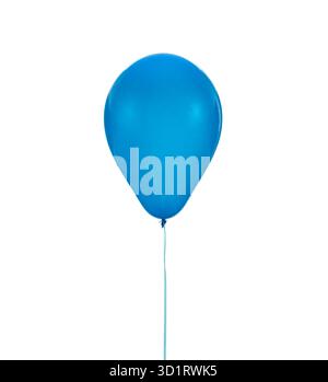 Blue balloon for birthday and celebrations isolated on white background Stock Photo