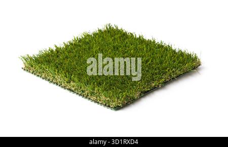Section of Artificial Turf Grass Isolated On White Background Stock Photo