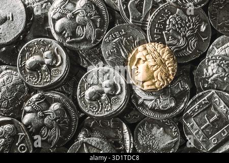Pile of Ancient Coins Stock Photo
