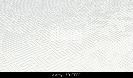 White maze abstract background representing problem solving 3d Stock Photo