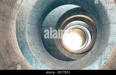 3d Concrete spiral structure creating a tunne Stock Photo
