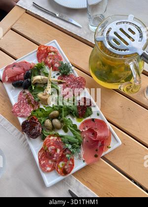 Cold cuts, suitable as an appetizer with wine and lemonade Stock Photo