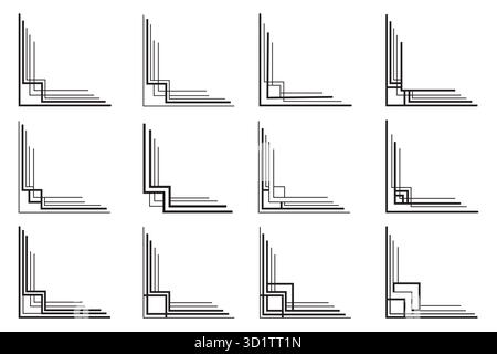 Rectangular Corner Frame Elegant Element Set Stock Vector