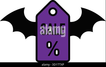 Halloween sale promotion bat wings discount offer tag vector design template graphic illustration Stock Vector