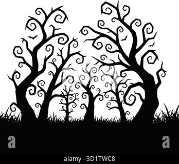 Vector spooky tree silhouette for halloween template Stock Vector Image ...