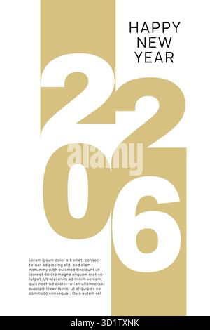 Modern New Year 2206 greeting with bold white text on gold strip and placeholder message Stock Vector