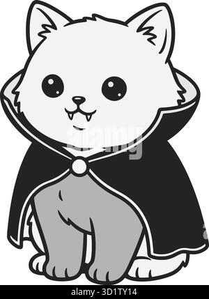 Cute halloween cat vampire vector illustration for spooky season themed designs and projects online now Stock Vector