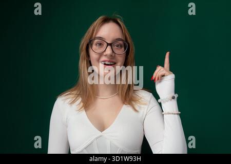 Woman Wearing Glasses and White Shirt Stock Photo