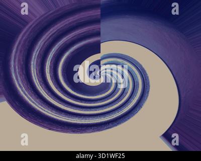 Shell on the beach or a new world forming in the abstract shows curved lines ending in central location. Dream world forms in a vortex. Meet at center. Stock Photo
