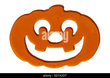 Scary pumpkin Halloween Window Gel isolated on white background Stock Photo