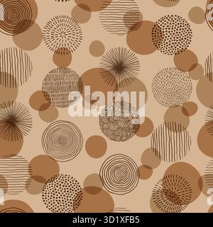 Seamless pattern Of Doodle Creative minimalist Abstract art circle shape and Hand Drawn doodle Scribble Circle. Design elements or background Stock Vector