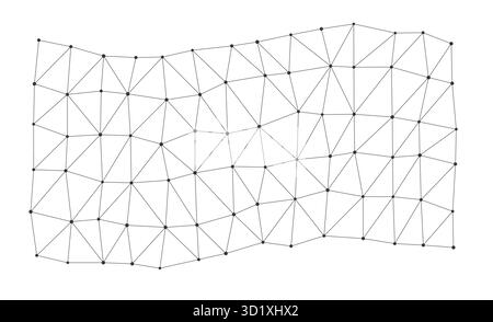 Abstract polygonal mesh grid with connected points and wavy lines perfect for technology backgrounds, science presentations, or digital design projects vector illustration Stock Vector
