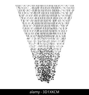 Dynamic geometric wireframe tornado mesh design perfect for technology, science, or abstract backgrounds, modern presentations, and digital concepts isolated on white background vector illustration. Stock Vector