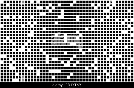 Abstract dense perforated grid pattern with black squares and random gaps ideal for backgrounds, technology, or modern design projects on white background vector illustration Stock Vector