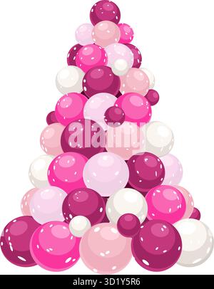 Christmas tree form Christmas tree balls ornaments decoration vector illustration Stock Vector