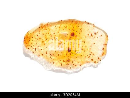 Rust colored gel on white background with seeds description and texture surface Stock Photo