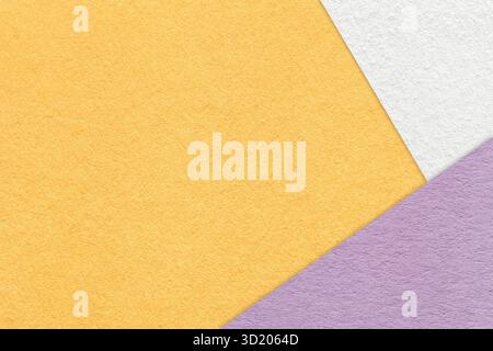 Abstract pastel yellow, white and lilac paper background with copy space. Template for presentation, banner. Stock Photo