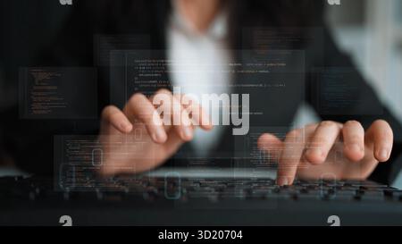 AI accelerates software development through intelligent coding, automation, and debugging support. Software systems become more efficient with AI-assi Stock Photo