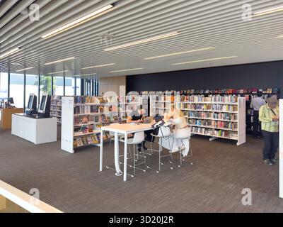 Interior of Tūranga Public Library, Cathedral Square, Christchurch Central City, Christchurch (Ōtautahi), Canterbury Region, New Zealand Stock Photo