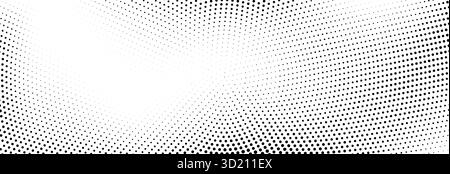 Concentric dotted noise gradient texture. Radial halftone grain background. Rough dot fading overlay wallpaper. Vector comic grit pattern. Cartoon pop art backdrop for poster, banner, cover, print Stock Vector