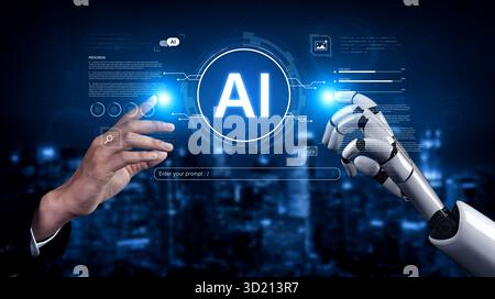 A generative AI assistant displays its core system interface. This view shows how it processes developer prompts, executes code, and monitors its own Stock Photo