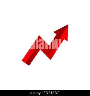 Red arrow graph symbol representing growth and success vector isolated on white background perfect for business chart infographic and creative design Stock Vector
