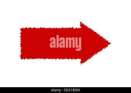 Distressed grunge red arrow pointing right side direction symbol vector isolated on white background representing movement energy and creativity Stock Vector