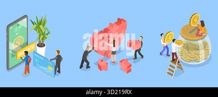 3D Isometric Flat  Illustration of Charity Services, Promoting Help And Support For Those In Need Stock Photo