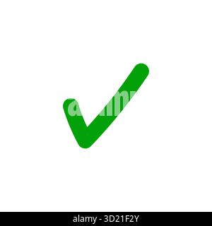 Green hand drawn tick check mark vector symbol isolated on white perfect for approval verification icon illustration or digital design projects Stock Vector
