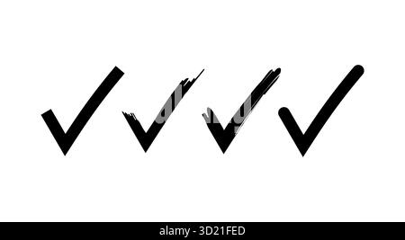 Vector set of check tick mark symbols in various styles isolated on white perfect for approval verification icons illustration or digital design Stock Vector