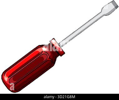 Flathead screwdriver with red plastic handle, clean vector style, isolated on white background Stock Vector