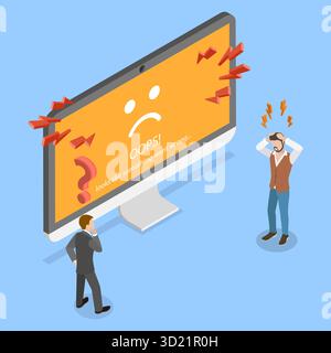 3D Isometric Flat  Illustration of Page Not Found, Error 404 Stock Photo