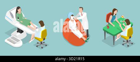 3D Isometric Flat  Illustration of Cosmetic Procedures, Anti-aging Treatment Stock Photo