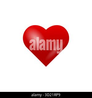 Glossy red heart love icon vector isolated on white perfect for romantic symbol illustration greeting card design or digital creative projects Stock Vector