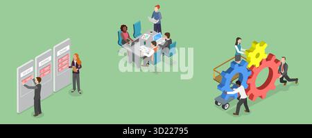 3D Isometric Flat  Illustration of Project Management, Outsourcing Stock Photo
