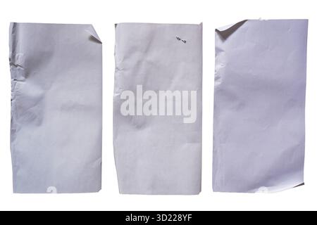 Old receipt papers template texture background isolated on white background with clipping path Stock Photo