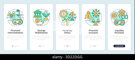 Financial system functions onboarding mobile app screen Stock Vector