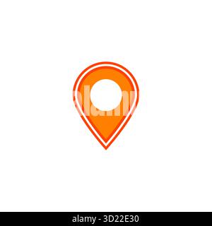 Orange location pin vector icon with map marker perfect for navigation travel directions illustration or digital map design projects Stock Vector