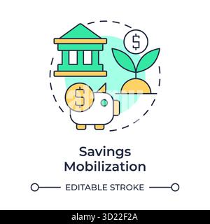 Savings mobilization multi color concept icon Stock Vector