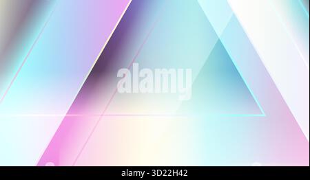 Holographic pastel triangles geometric abstract tech background. Vector art colorful design Stock Vector
