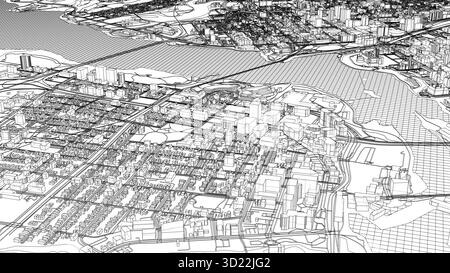 Intricate Cityscape Wireframe Stock Vector