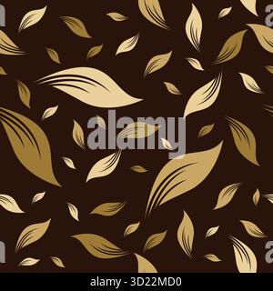 Brown Leaf Seamless Pattern Design. Organic Leaves Abstract Background Stock Vector