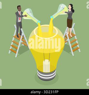 3D Isometric Flat  Illustration of New Idea and Laboratory Research, Technologies and Innovations Stock Photo