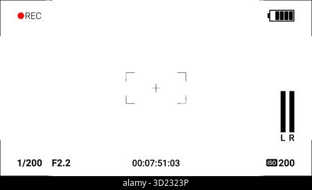 Camera recording interface viewfinder on white background Stock Vector