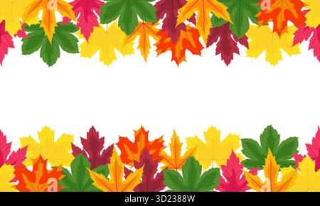 Autumn Maple Leaf Frame Horizontal Seamless Border Stock Vector